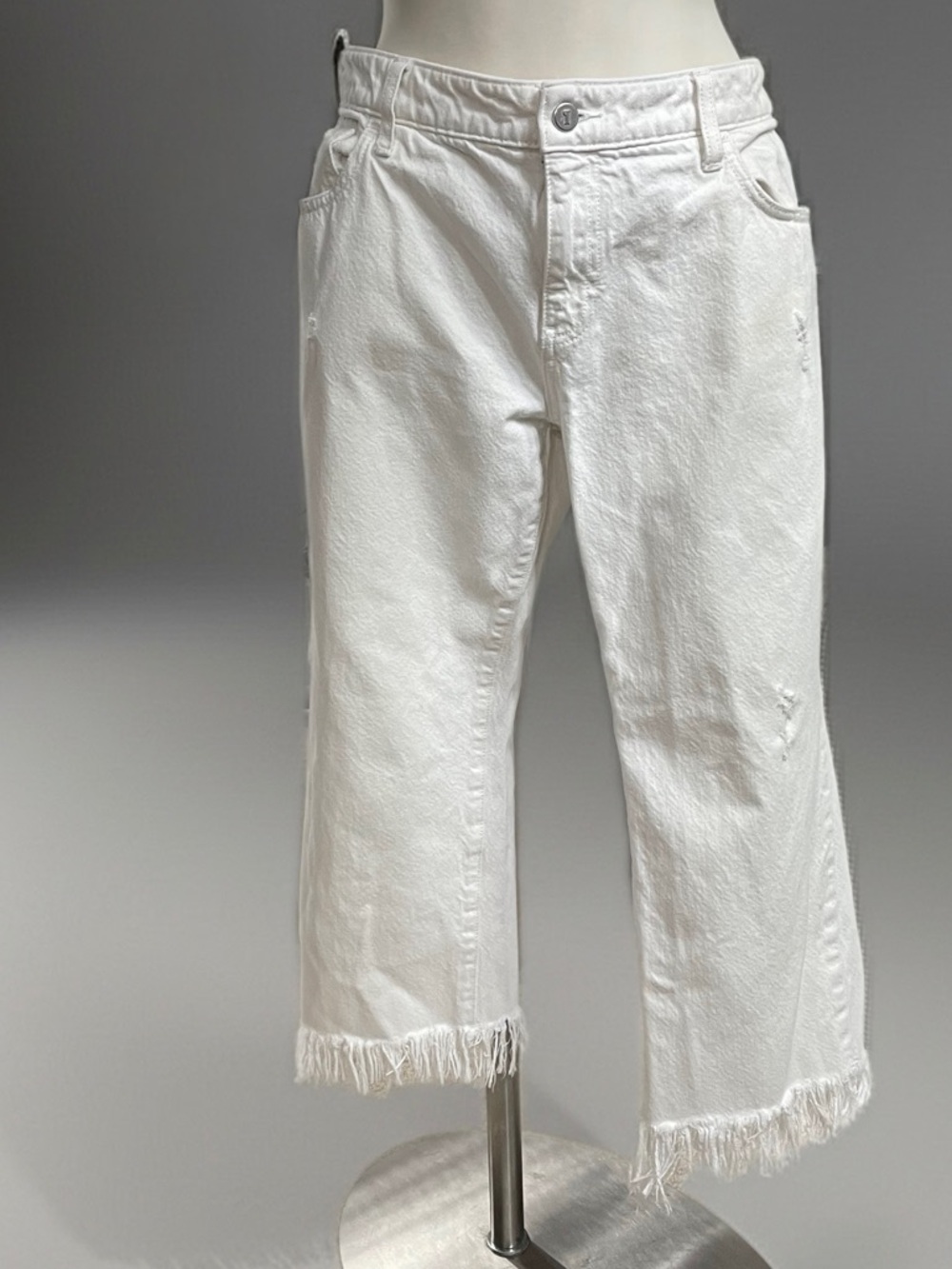 Pilcro and the Letterpress Anthropologie Hyphen White Fringe-Hem Jeans Sz 30 - Picture 3 of 14